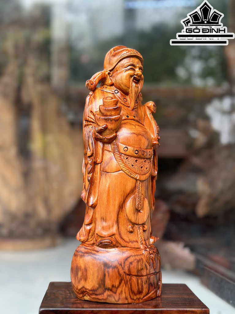 Tượng Thần Tài Gỗ Sưa Cao 29 Ngang 12 Sâu 9 (cm)
