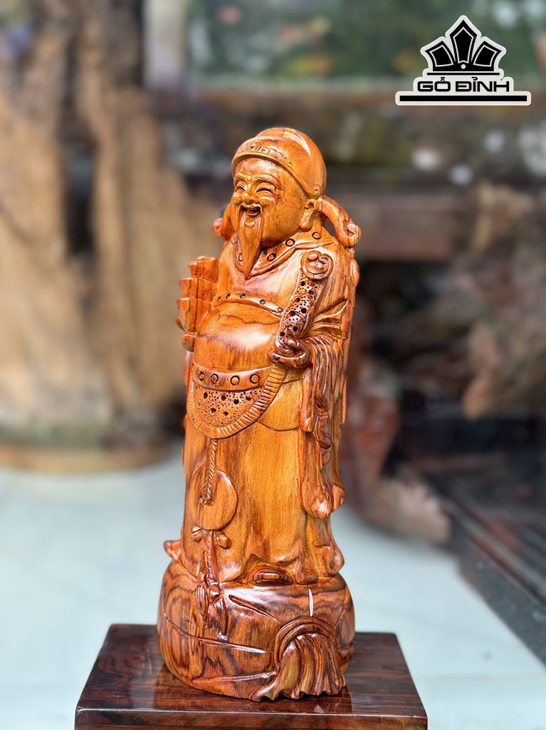 Tượng Thần Tài Gỗ Sưa Cao 29 Ngang 12 Sâu 9 (cm)