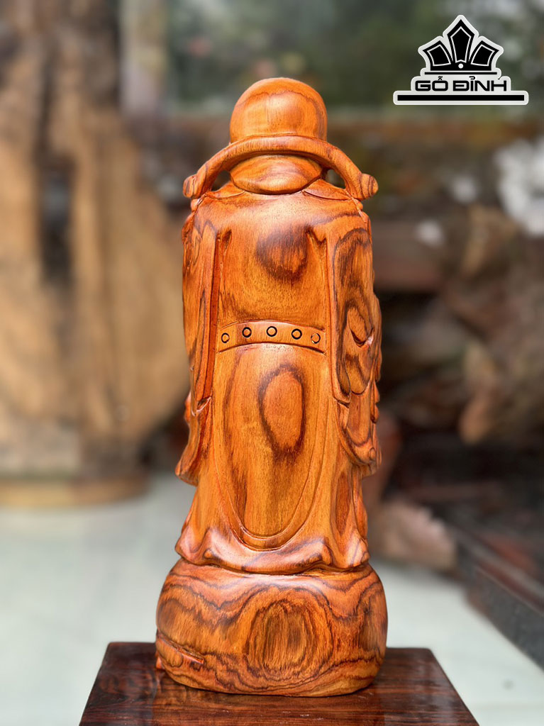 Tượng Thần Tài Gỗ Sưa Cao 29 Ngang 12 Sâu 9 (cm)