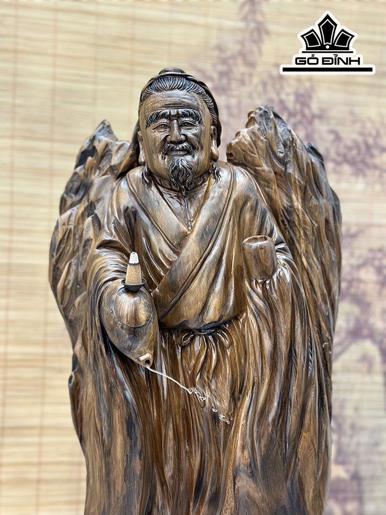 Tượng Thần Trà Gỗ Lũa Bách Xanh Cao 51 Ngang 30 Sâu 17 (cm)