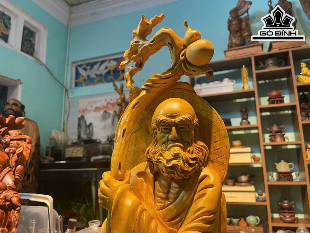 Tượng Đạt Ma Sư Tổ Gỗ Nu Giáng Hương Cao 100 Ngang 56 Sâu 26 (cm)