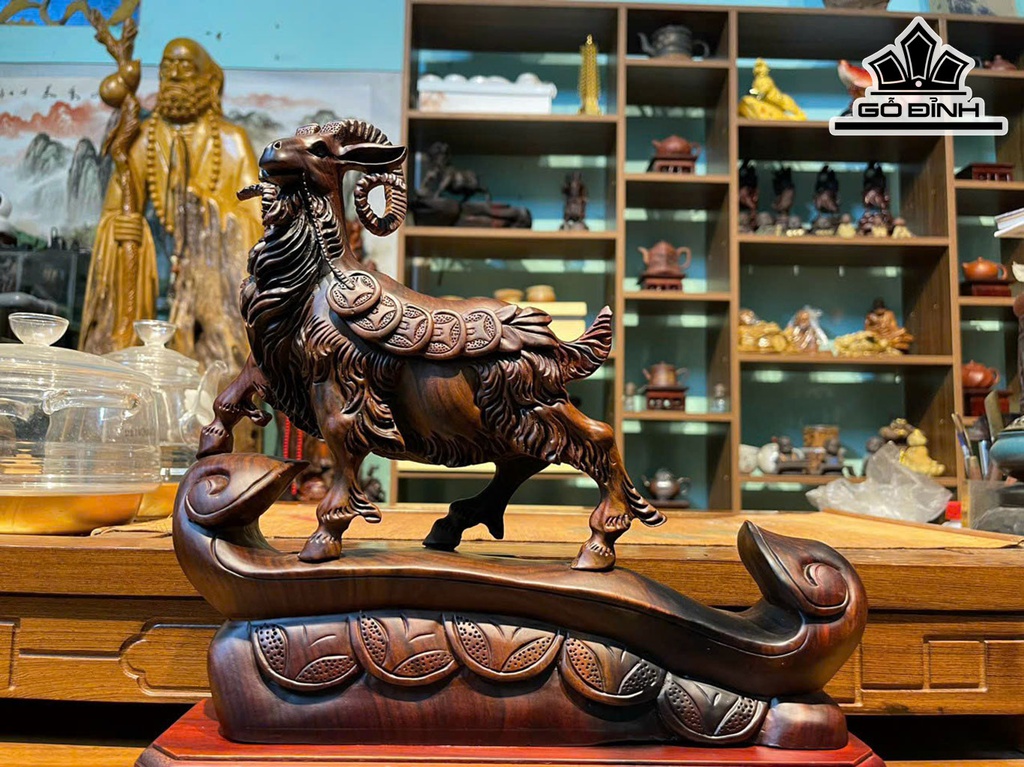 Tượng Nhất Dương Gỗ Trắc Cao 33 Ngang 32 Sâu 10 (cm)