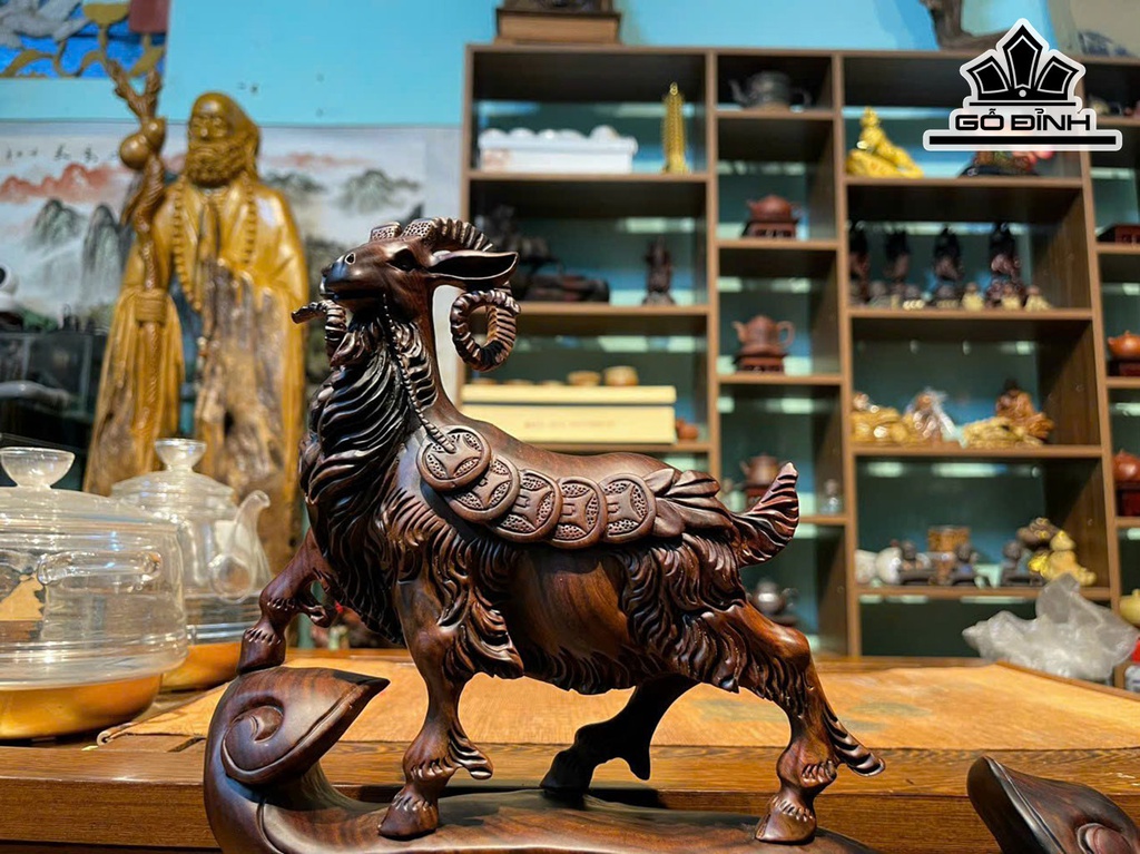 Tượng Nhất Dương Gỗ Trắc Cao 33 Ngang 32 Sâu 10 (cm)