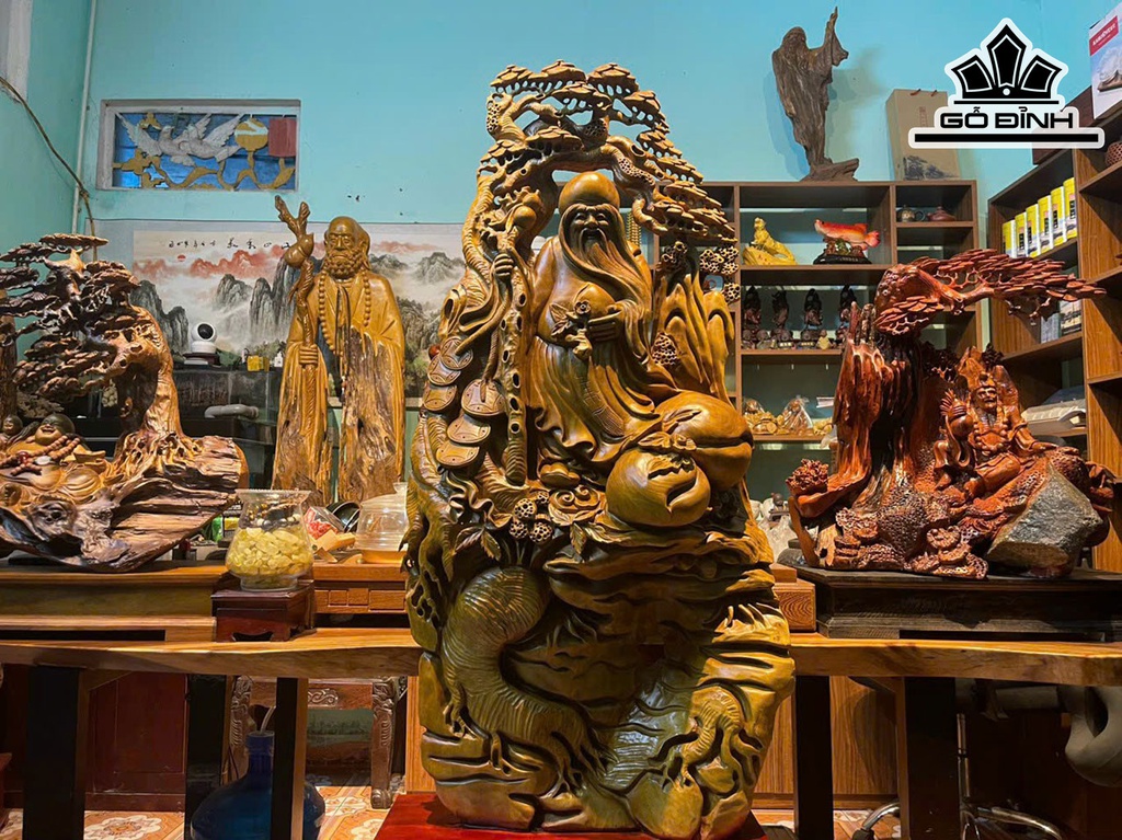 Tượng Ông Thọ Gỗ Xá Xị Cao 122 Ngang 52 Sâu 20 (cm)