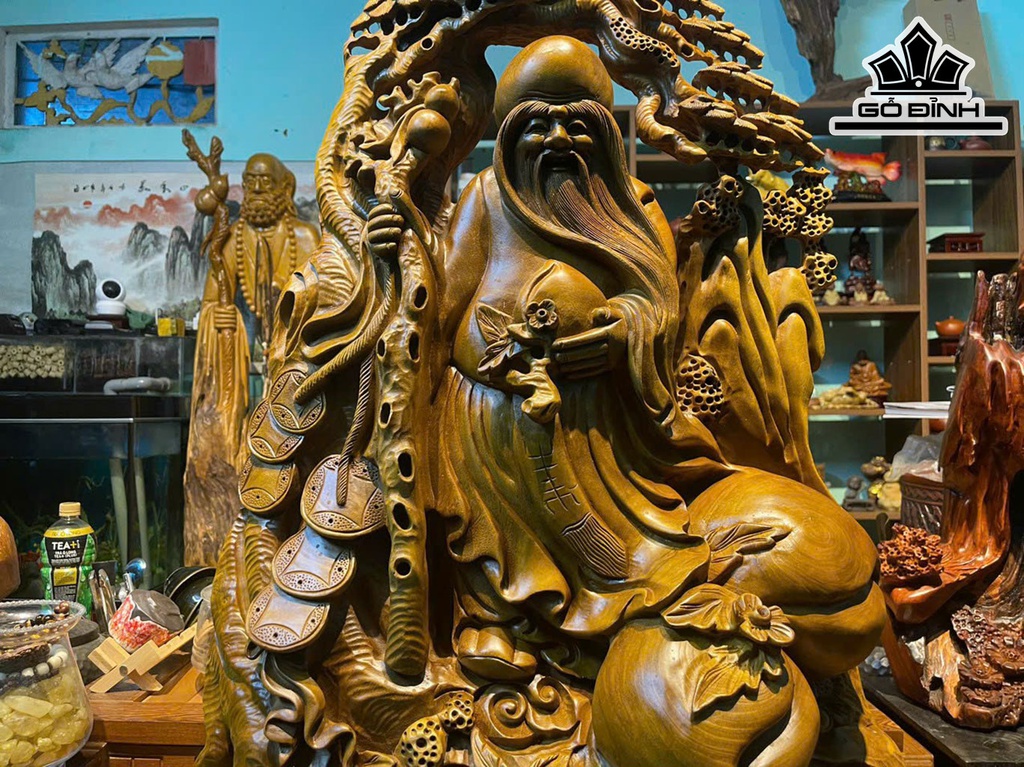 Tượng Ông Thọ Gỗ Xá Xị Cao 122 Ngang 52 Sâu 20 (cm)