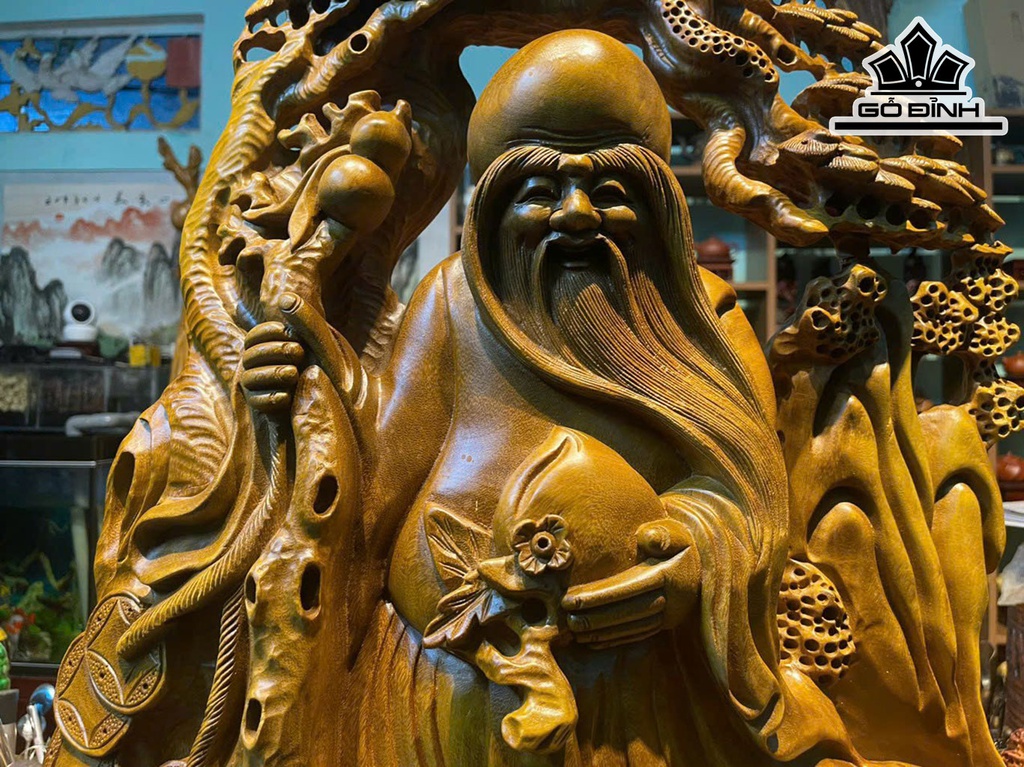 Tượng Ông Thọ Gỗ Xá Xị Cao 122 Ngang 52 Sâu 20 (cm)