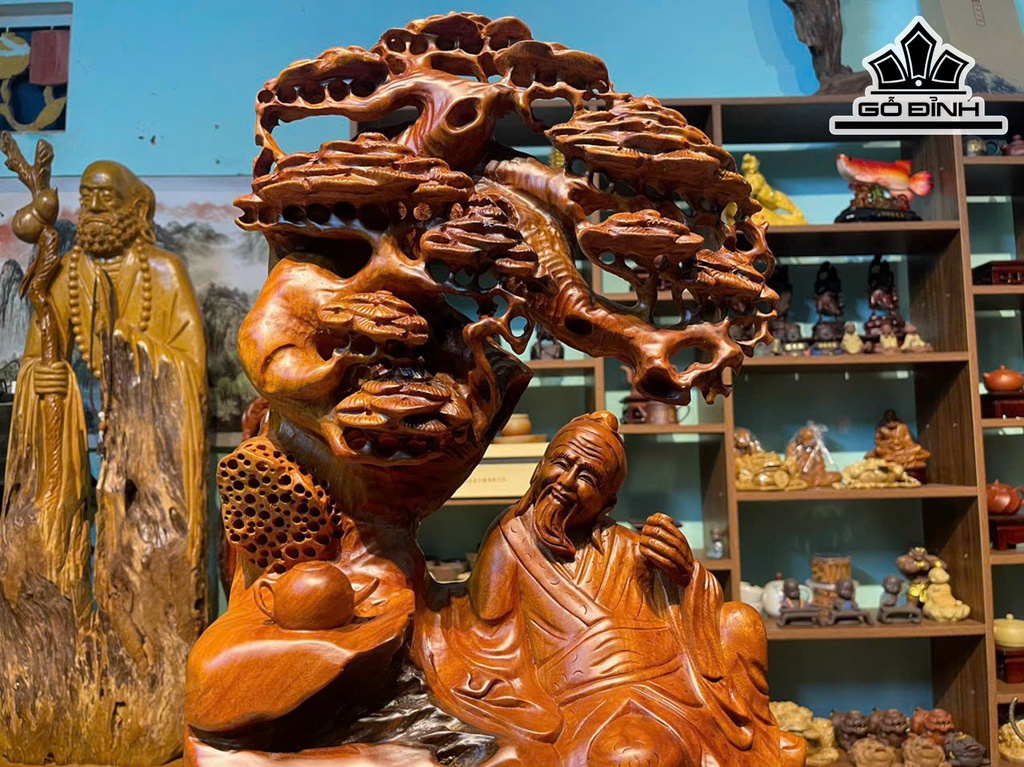 Tượng Thần Trà Gỗ Xá Xị Cao 72 Ngang 40 Sâu 20 (cm)