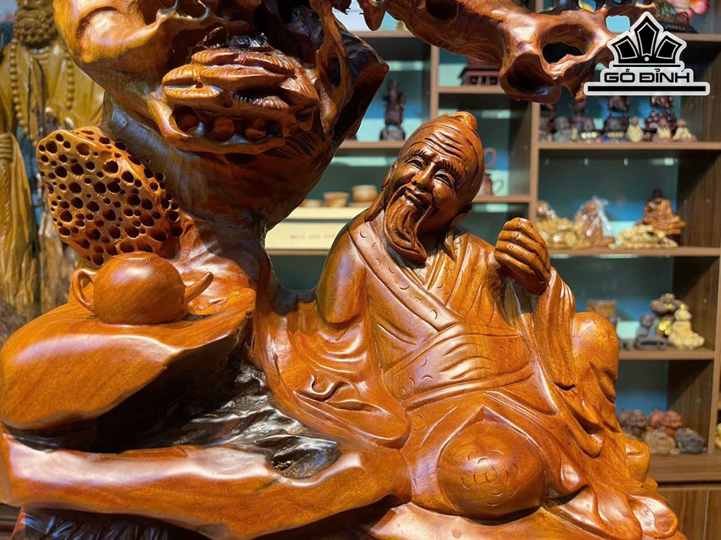 Tượng Thần Trà Gỗ Xá Xị Cao 72 Ngang 40 Sâu 20 (cm)