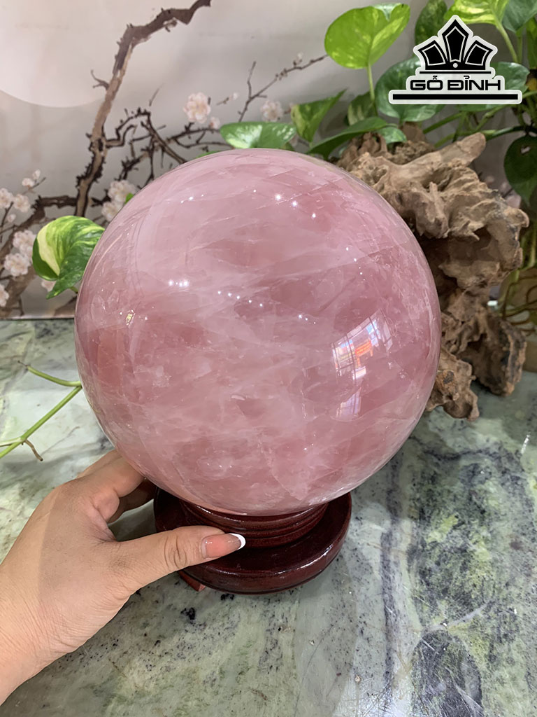 Bi Cầu Đá Thạch Anh Hồng Đường Kính 16 (cm) 6,4kg