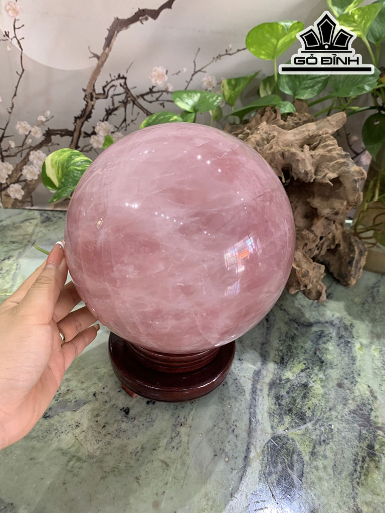 Bi Cầu Đá Thạch Anh Hồng Đường Kính 16 (cm) 6,4kg
