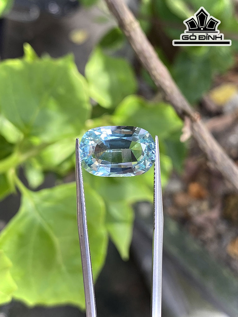 Viên Ngọc Đá Aquamarine Xanh Cao 15 Ngang 10 Sâu 6,5 (mm) 6,47cts