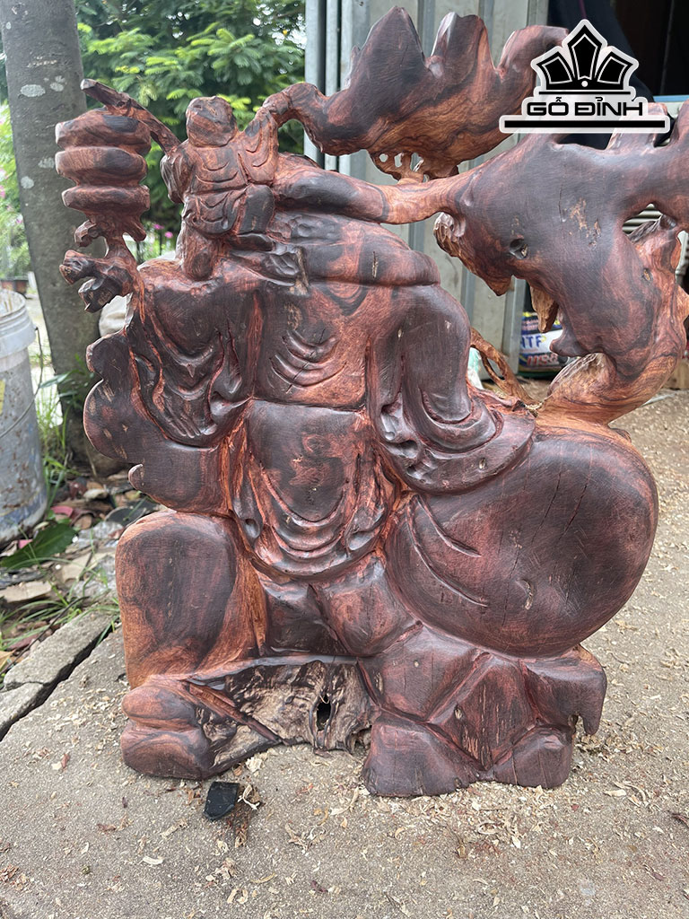 Tượng Phật Di Lặc Gỗ Cẩm Cao 50 Ngang 40 Sâu 22 (cm)