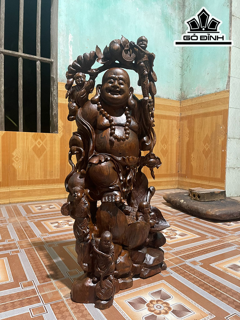 Tượng Phật Di Lặc Gỗ Cẩm Cao 72 Ngang 40 Sâu 30 (cm)