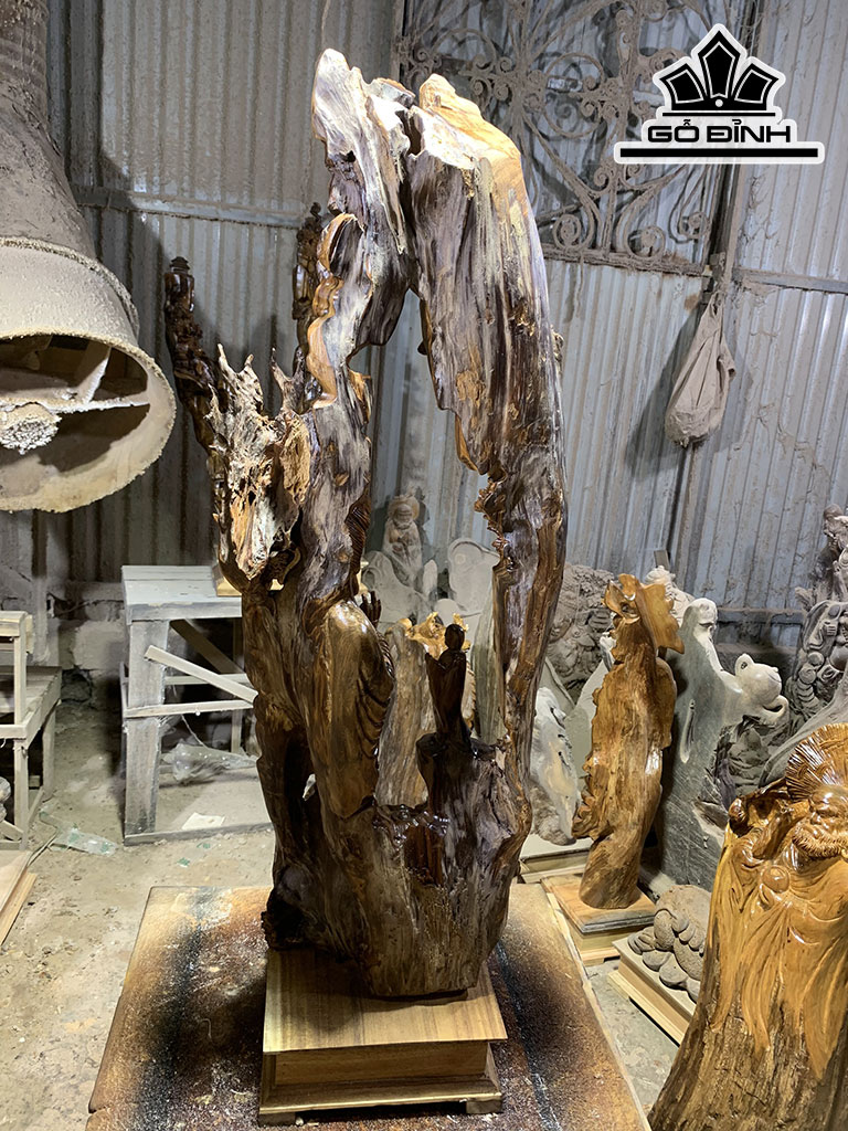 Tượng Nhất Tâm Bái Phật Gỗ Bách Xanh Cao 97 Ngang 38 Sâu 22 (cm)