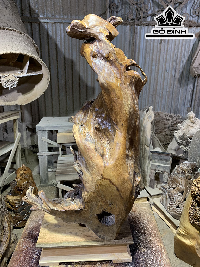 Tượng Ông Thọ Gỗ Bách Xanh Cao 70 Ngang 40 Sâu 25 (cm)