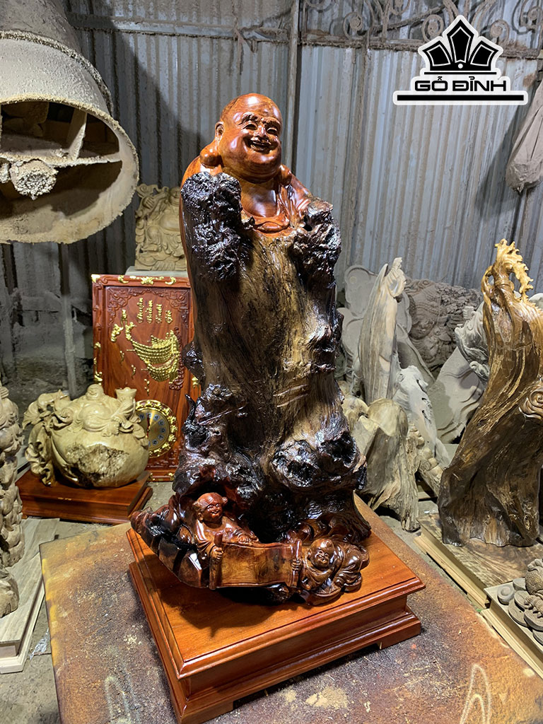 Tượng Phật Di Lặc Gỗ Hương Cao 61 Ngang 35 Sâu 28 (cm)