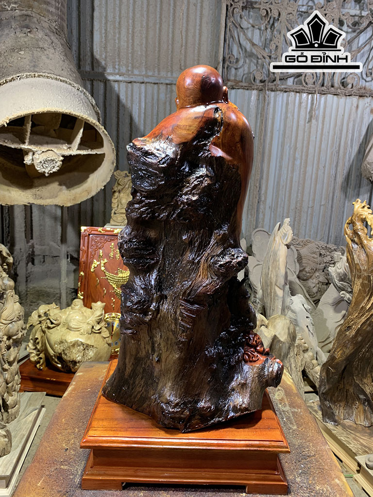 Tượng Phật Di Lặc Gỗ Hương Cao 61 Ngang 35 Sâu 28 (cm)