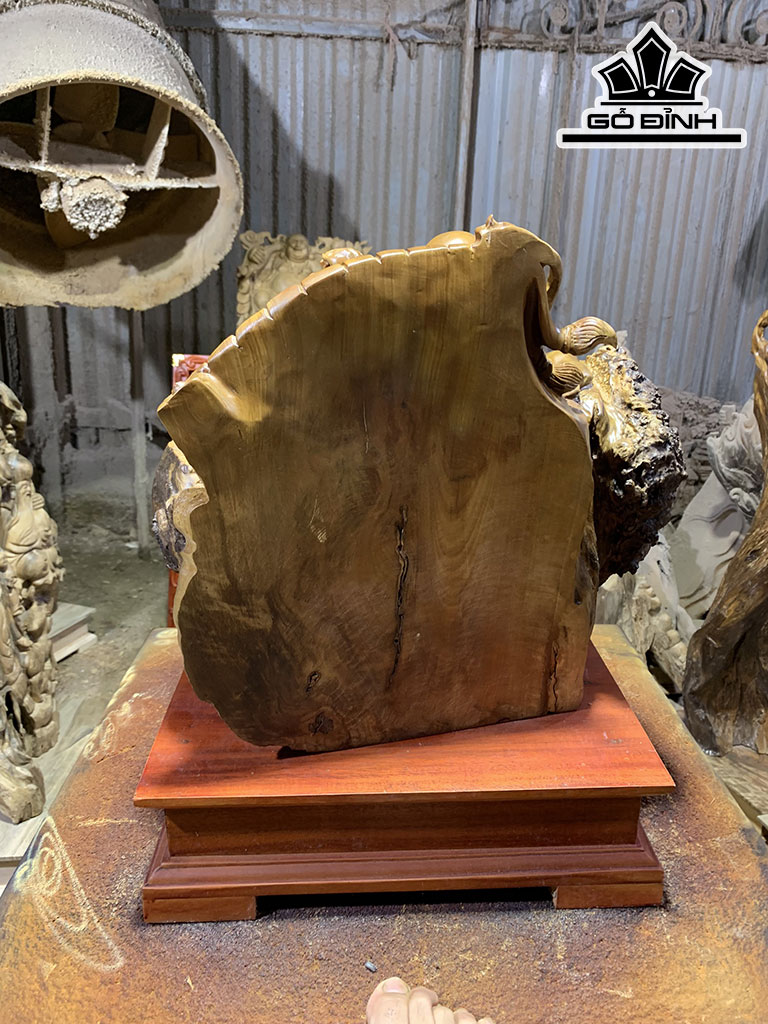 Tượng Phật Di Lặc Gỗ Nu Dổi Cao 38 Ngang 48 Sâu 30 (cm)