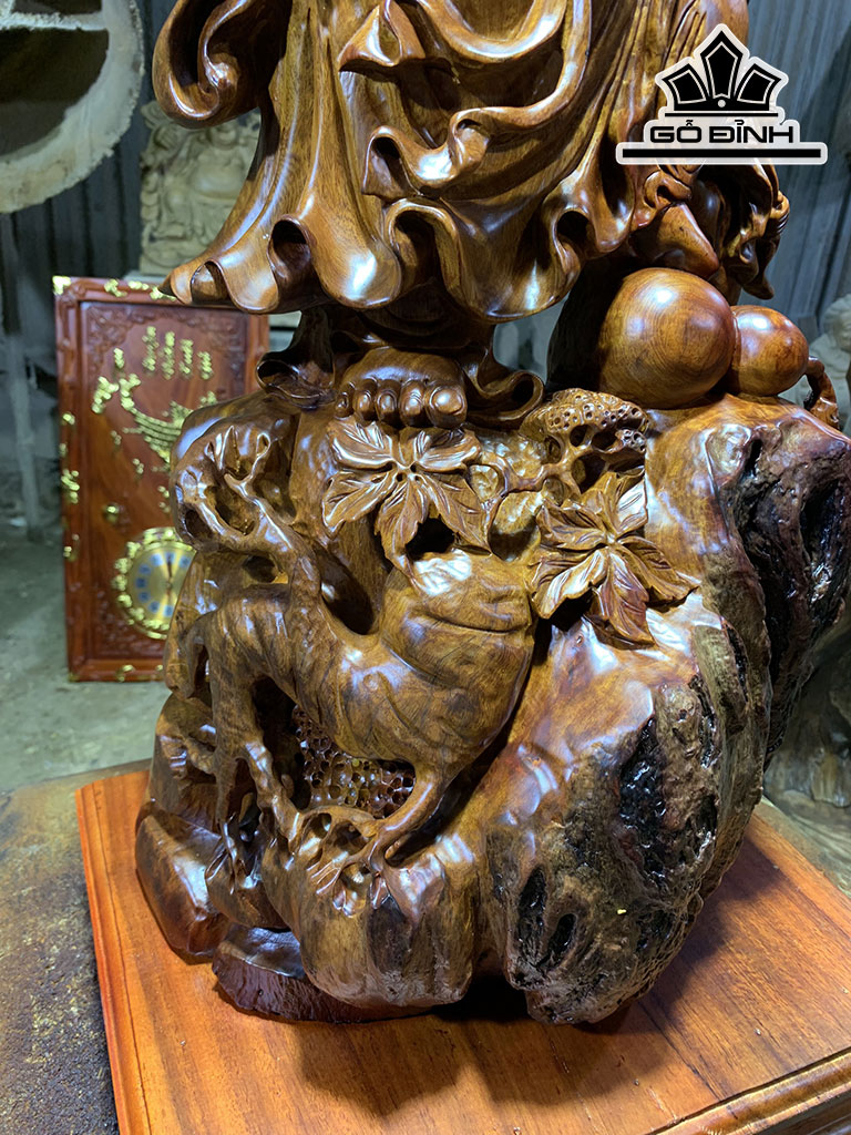 Tượng Phật Di Lặc Nhất Phúc Gỗ Hương Cao 62 Ngang 42 Sâu 32 (cm)