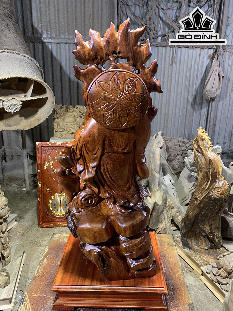 Tượng Phật Di Lặc Nhất Phúc Gỗ Hương Cao 62 Ngang 42 Sâu 32 (cm)