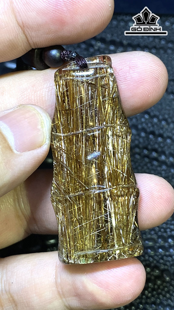 Mặt Dây Chuyền Đá Thạch Anh Tóc Nâu Cao 50 Ngang 22,4 Sâu 11,9 (mm) 23gr