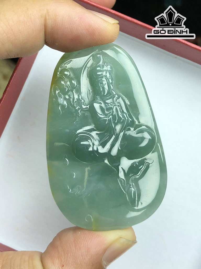 Mặt Dây Chuyền Quan Âm Đá Cẩm Thạch Cao 58 Ngang 36 Sâu 6 (mm) 19gr