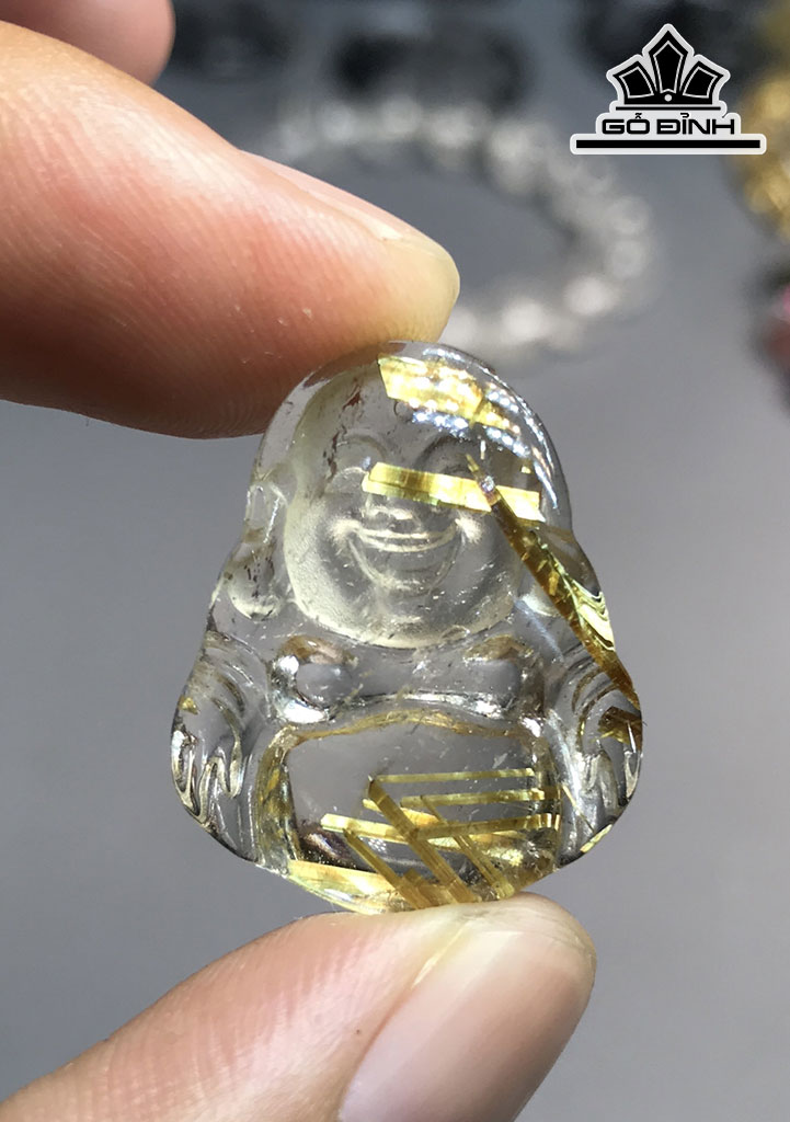 Mặt Dây Di Lặc Đá Thạch Anh Tóc Vàng Cao 24,5 Ngang 20 Sâu 7 (mm) 4,2gr