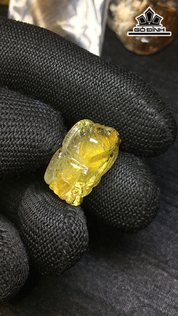 Tỳ Hưu Đá Thạch Anh Tóc Vàng Cao 20 Ngang 13,6 Sâu 11,2 (mm) 5,3gr