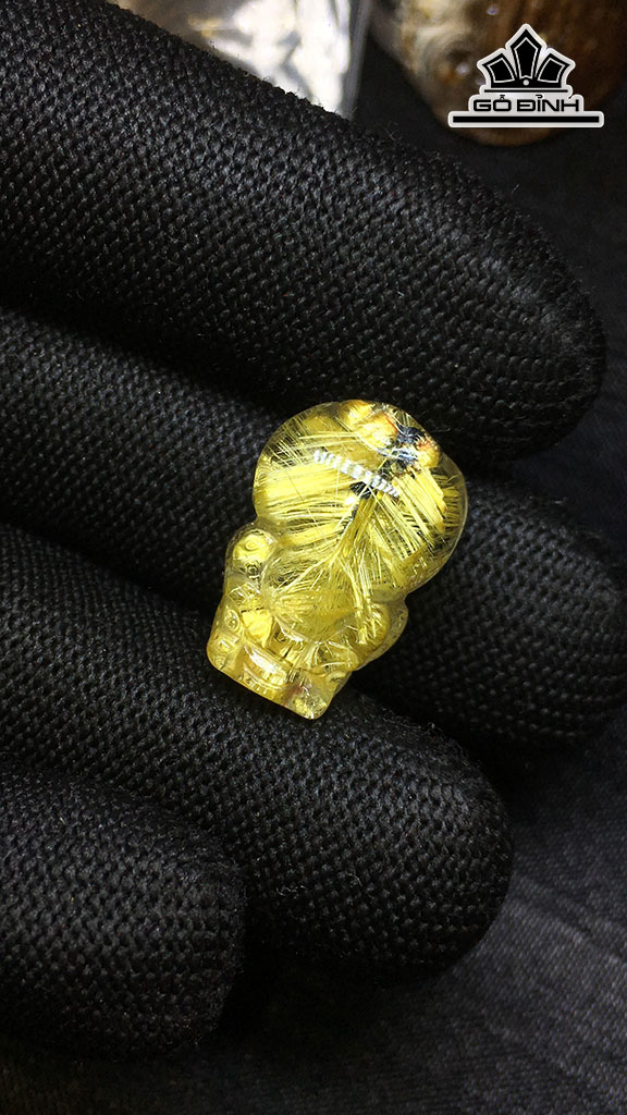 Tỳ Hưu Đá Thạch Anh Tóc Vàng Cao 20 Ngang 13,6 Sâu 11,2 (mm) 5,3gr