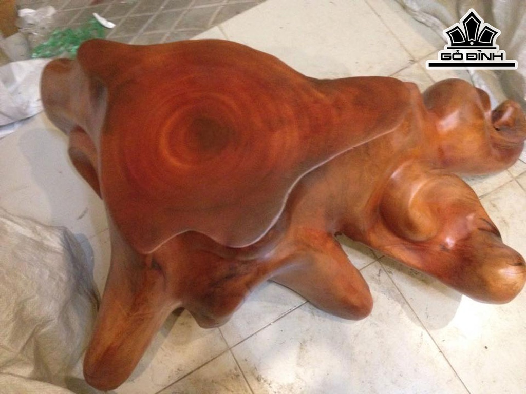 Đôn Gỗ, Đôn Gốc Cây Gỗ Gõ Vàng Cao 45 Ngang 114 Sâu 65 Mặt 57-40 (cm) DG146