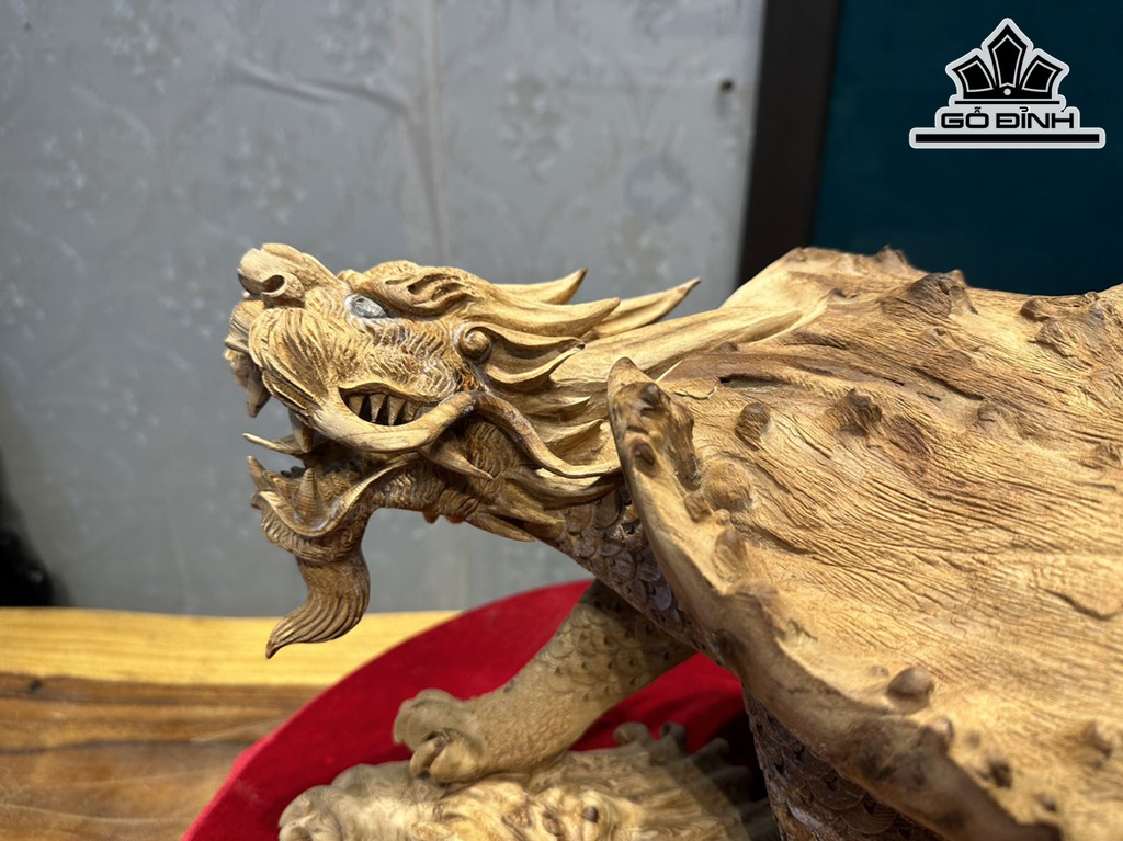 Tượng Long Quy Gỗ Nu Ngọc Am Cao 25 Ngang 43 Sâu 21 (cm)