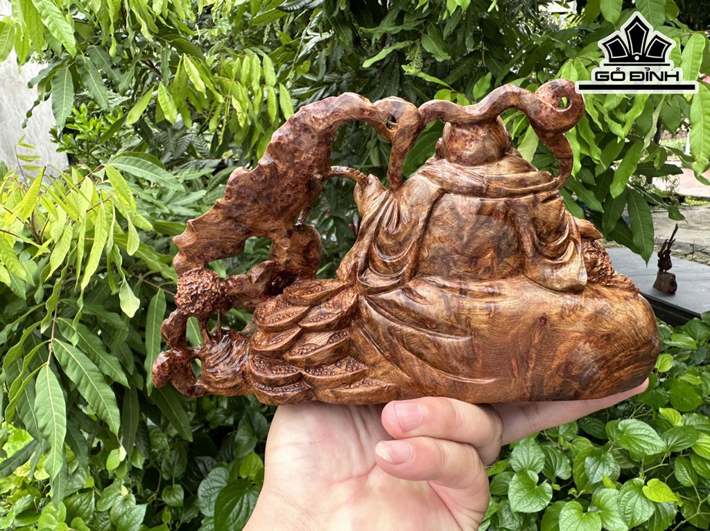 Tượng Phật Di Lặc Gỗ Nu Ngọc Am Cao 9 Ngang 21 Sâu 12 (cm)