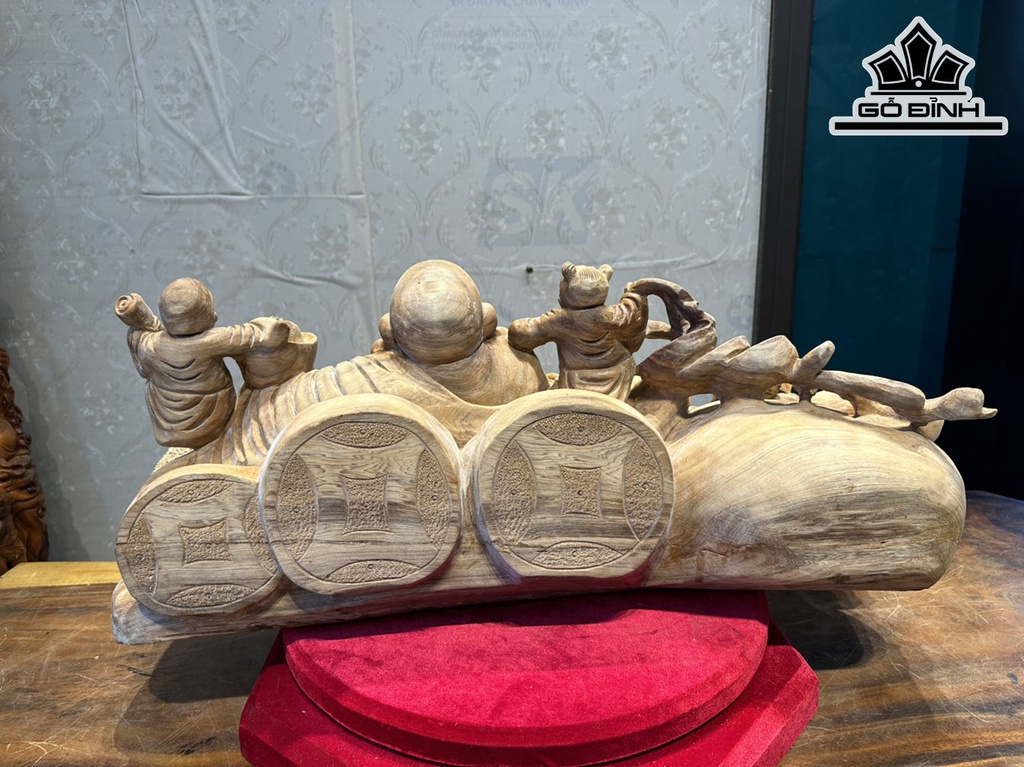 Tượng Phật Di Lặc Gỗ Ngọc Am Cao 35 Ngang 85 Sâu 40 (cm)