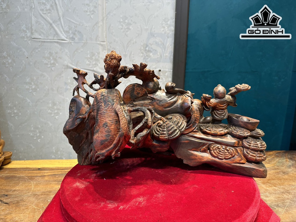 Tượng Phật Di Lặc Gỗ Trắc Cao 30 Ngang 54 Sâu 10 (cm)