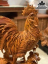 Tượng Gà Trống Phong Thủy Gỗ Hương Cao 60 Ngang 52 Sâu 20 (cm)