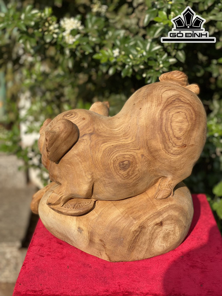 Tượng Heo Gỗ Ngọc Am Ngang 30 Cao 28 Sâu 23 (cm)