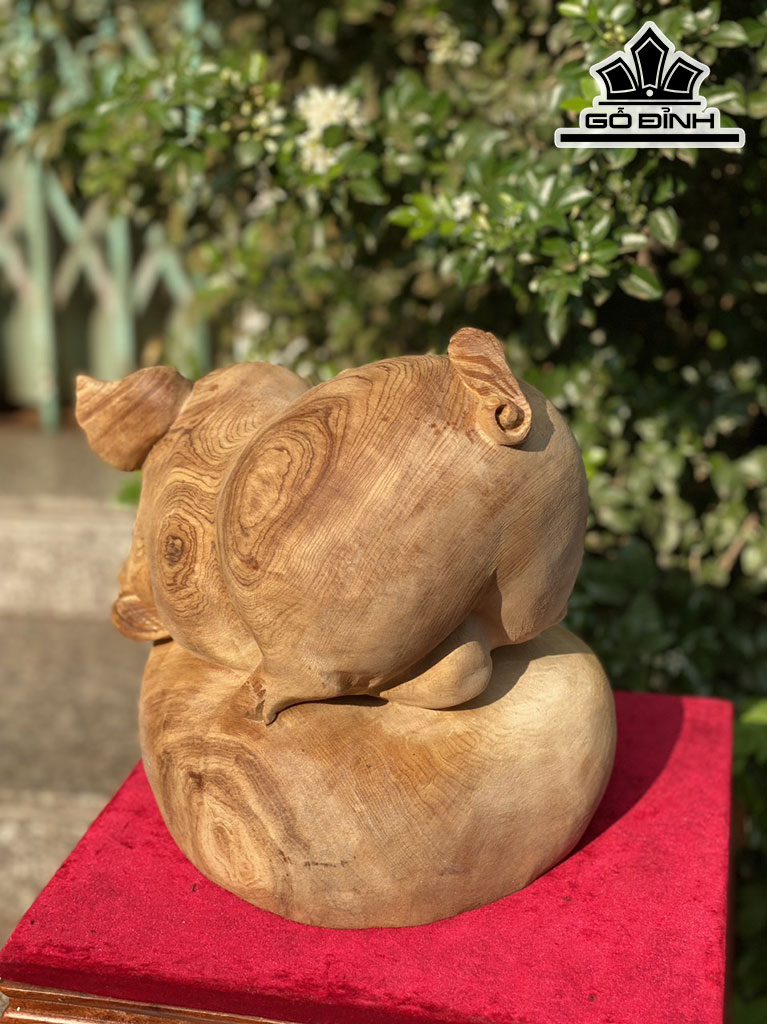 Tượng Heo Gỗ Ngọc Am Ngang 30 Cao 28 Sâu 23 (cm)