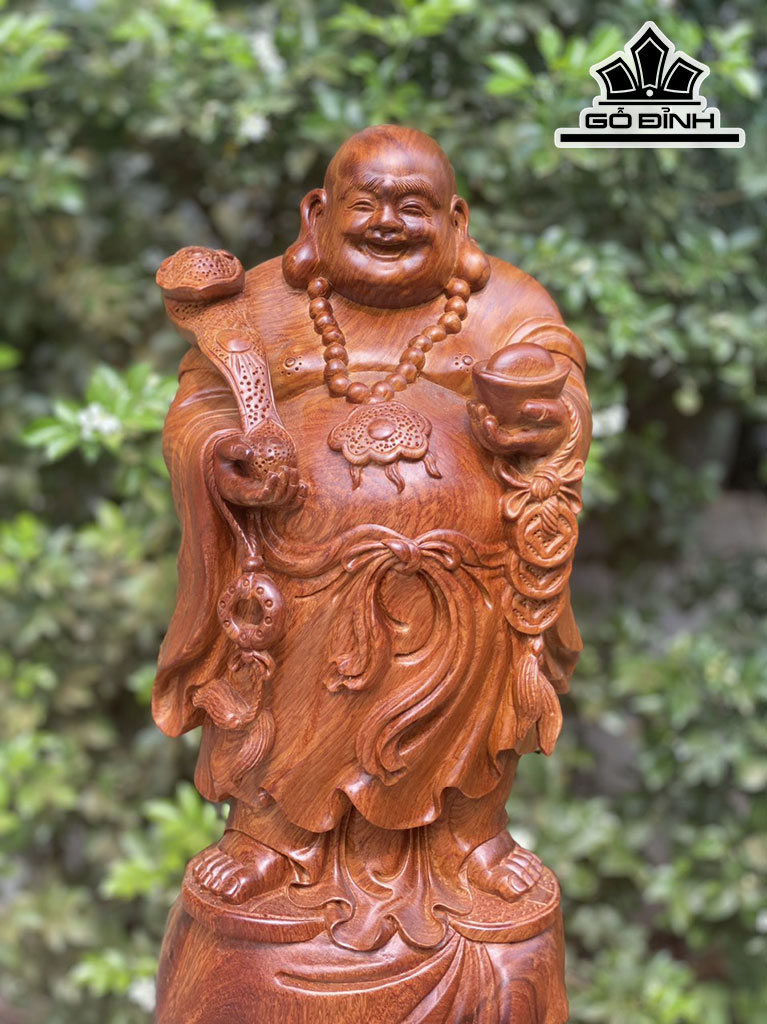 Tượng Phật Di Lặc Gỗ Hương Cao 54 Ngang 20 Sâu 18 (cm)