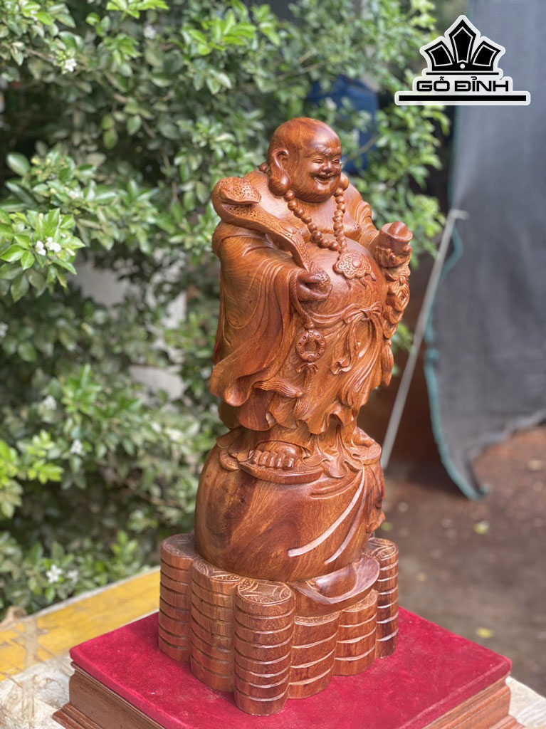 Tượng Phật Di Lặc Gỗ Hương Cao 54 Ngang 20 Sâu 18 (cm)
