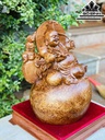 Tượng Phật Di Lặc Ngồi Bao Tiền Gỗ Nu Ngọc Am Cao 38 Ngang 35 Sâu 25 (cm)