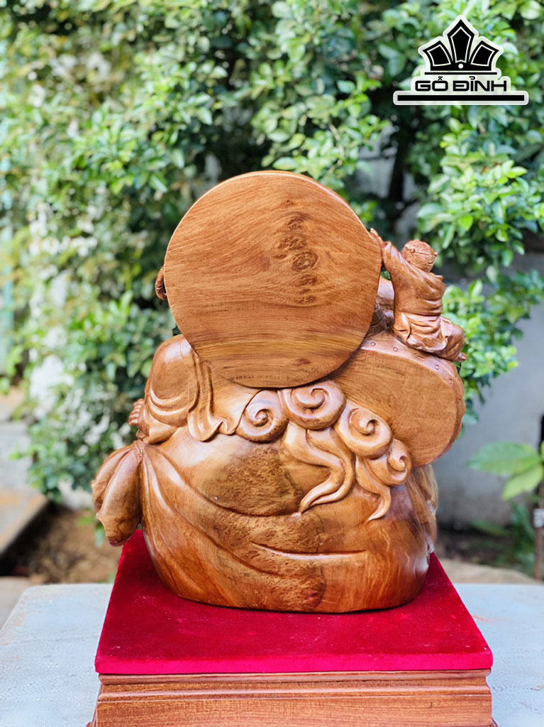 Tượng Phật Di Lặc Ngồi Bao Tiền Gỗ Nu Ngọc Am Cao 38 Ngang 35 Sâu 25 (cm)
