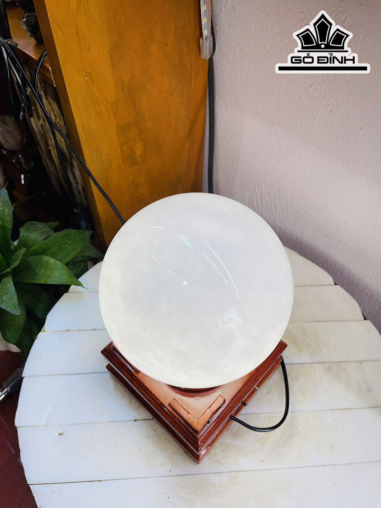 Bi Cầu Đá Thạch Anh Trắng Đường Kính 14 (cm) 3,8kg
