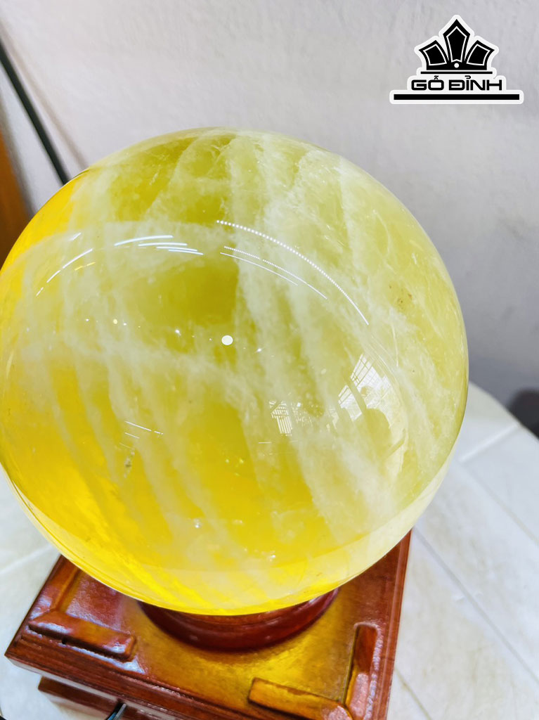 Bi Cầu Đá Thạch Anh Vàng Đường Kính 12 (cm) 2,4kg