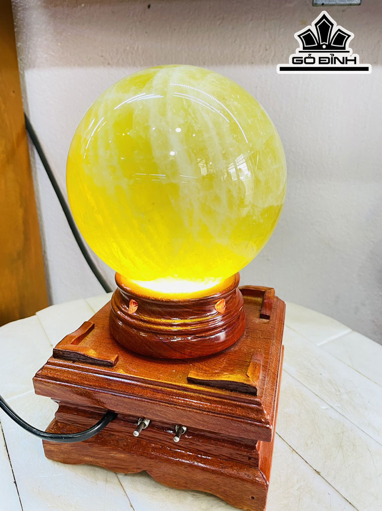 Bi Cầu Đá Thạch Anh Vàng Đường Kính 12 (cm) 2,4kg