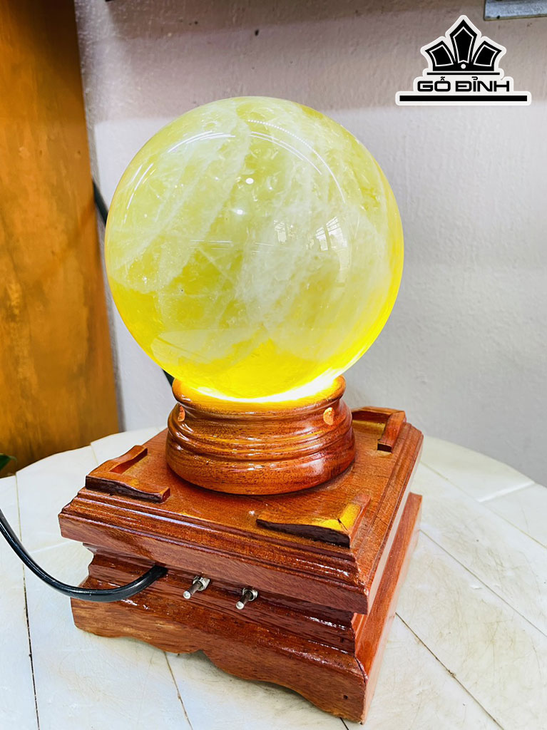 Bi Cầu Đá Thạch Anh Vàng Đường Kính 12 (cm) 2,4kg