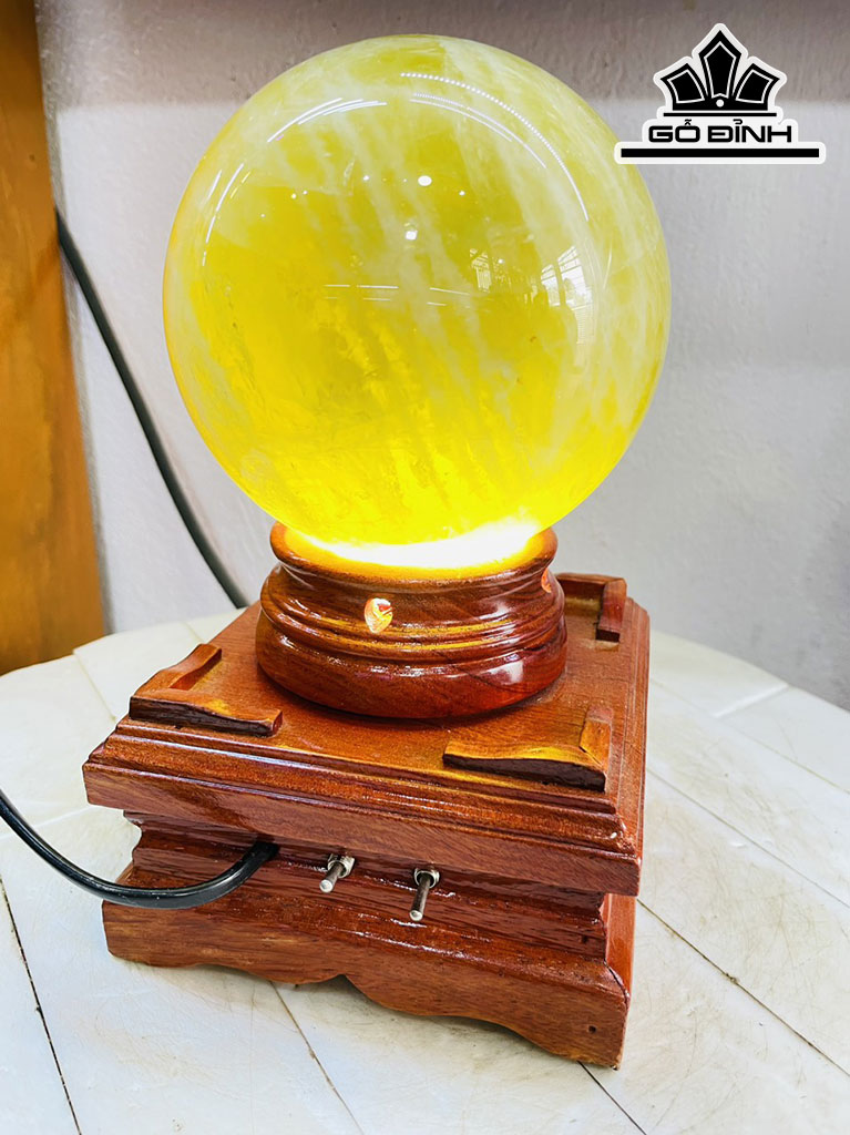 Bi Cầu Đá Thạch Anh Vàng Đường Kính 12 (cm) 2,4kg