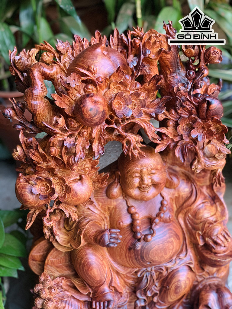Tượng Phật Di Lặc Gỗ Cẩm Cao 52 Ngang 33 Sâu 25 (cm)