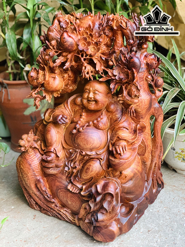 Tượng Phật Di Lặc Gỗ Cẩm Cao 52 Ngang 33 Sâu 25 (cm)