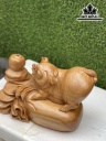 Tượng Heo Gỗ Ngọc Am Cao 25 Ngang 35 Sâu 17 (cm)