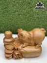 Tượng Heo Gỗ Ngọc Am Cao 25 Ngang 35 Sâu 17 (cm)